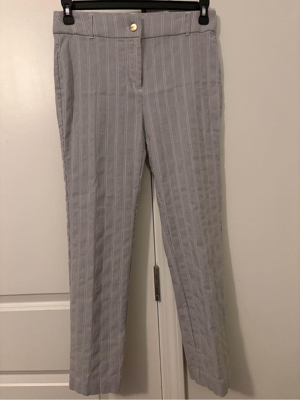 Rafaella Gray Pinstripe Straight-Leg Dress Pants